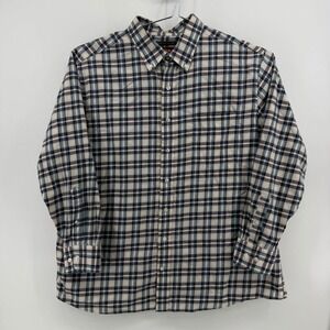 Oak Hill Button Down Shirt Mens 1XL Wrinkle Free Cotton Blue Plaid Long Sleeve